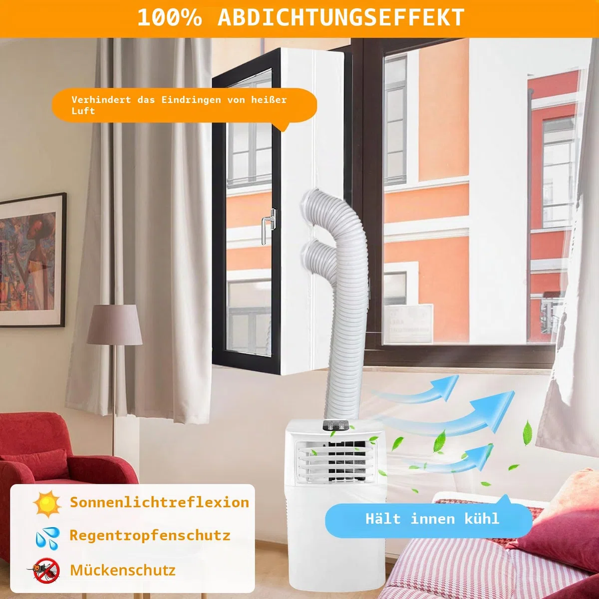 400 cm Fensterabdichtung für Mobile Klimaanlage, Fensterabdichtung Abluftschlauch Klimagerät Ohne Bohren mit Klettband, Klimaanlage Abdichtung, Klimagerät Fenster Klima Abdichtung für Dachfenster