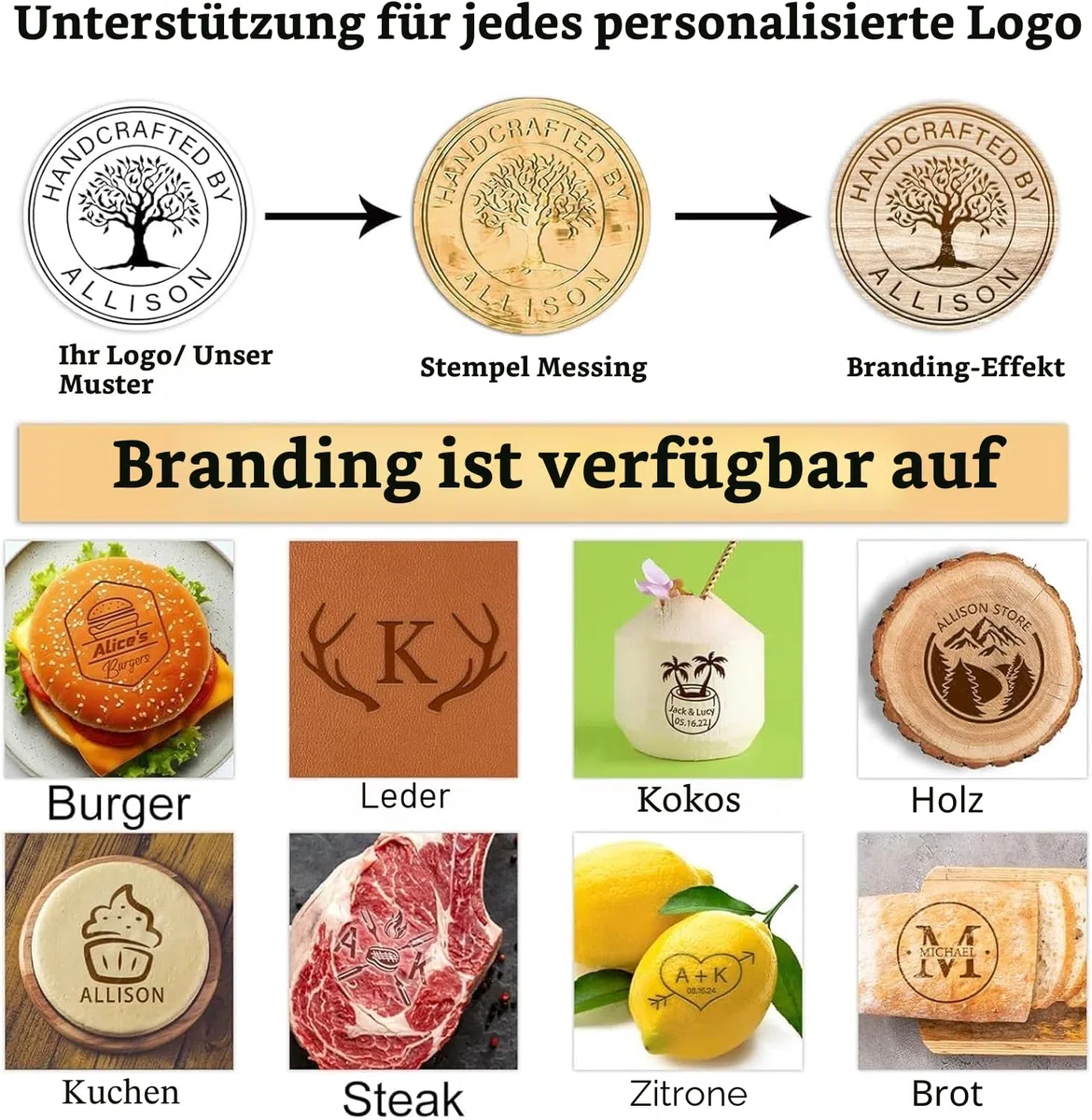 Custom Logo Branding Eisen für Holz Personalisiertes Branding Eisen Wärmestempel Making Kit einschließlich Griff, Holzbearbeitung handgefertigt (2.5x2.5cm)