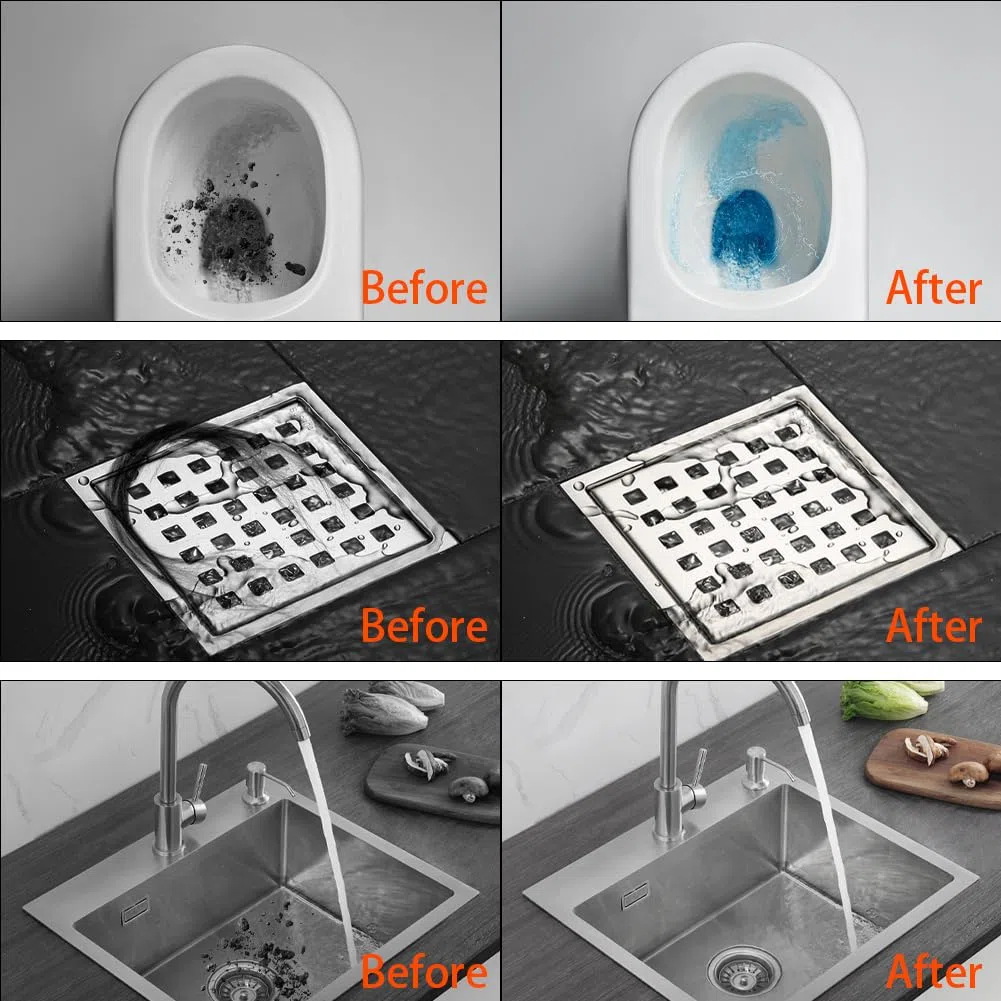 Pressluft Rohrreiniger mit 4 Ersatzköpfen - Kraftvoller Abflussreiniger Pumpe für verstopfte Toiletten, Badewannen und Küchenabflüsse | Effizienter Druckreiniger für schnelle Rohrreinigung