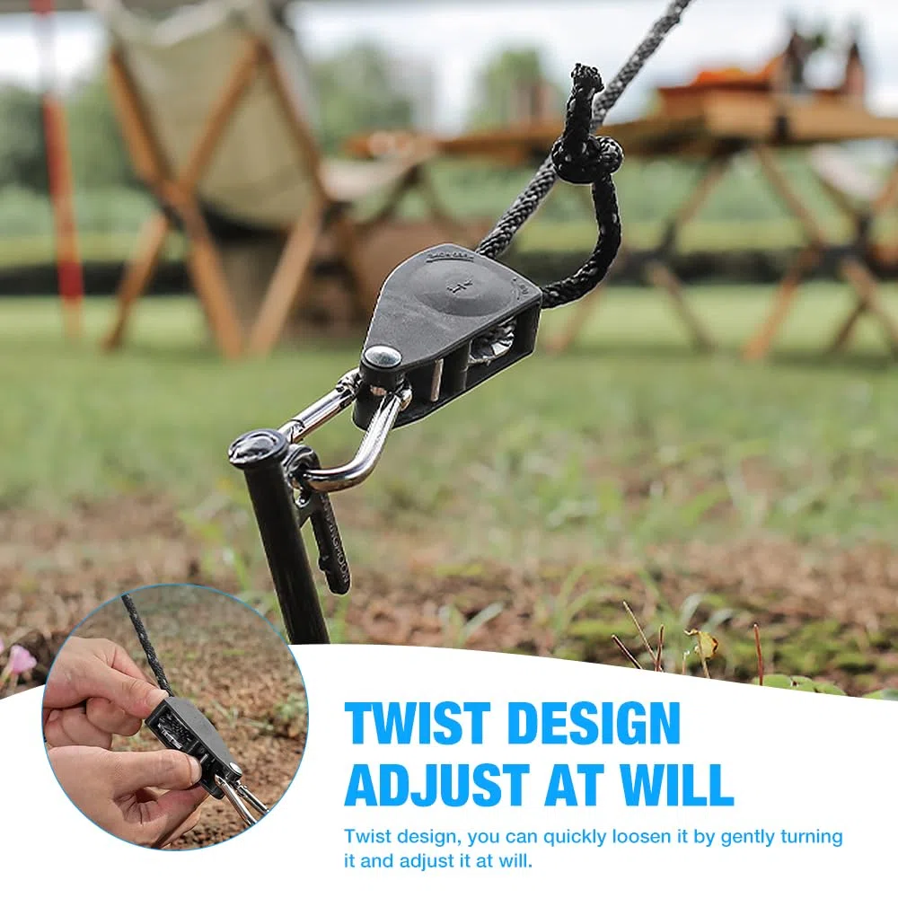 6 Stück 5M Reflektierend Abspannseile Seil, Abspannseile mit Seilspanner, Seilratsche mit Haken, 1/8 Zoll 4mm Ratchet Hanger, Seil Seilhaken Ratsche Seilratsche für Freien Zelt Zeltplane Camping