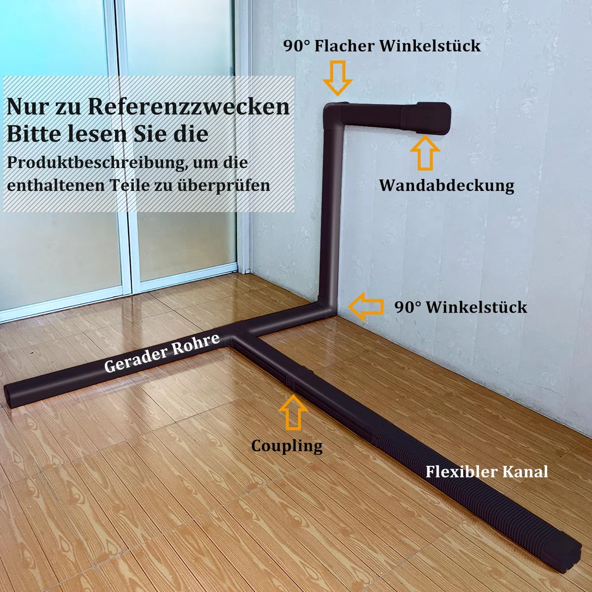 LyPrem Mini-Split-Line-Set-Abdeckung 100 mm B, Flachwinkel, Dekorative PVC-Rohrleitungsabdeckung, Überstreichbar für Mini-Split, Zentrale Klimaanlage und Wärmepumpen, Braun