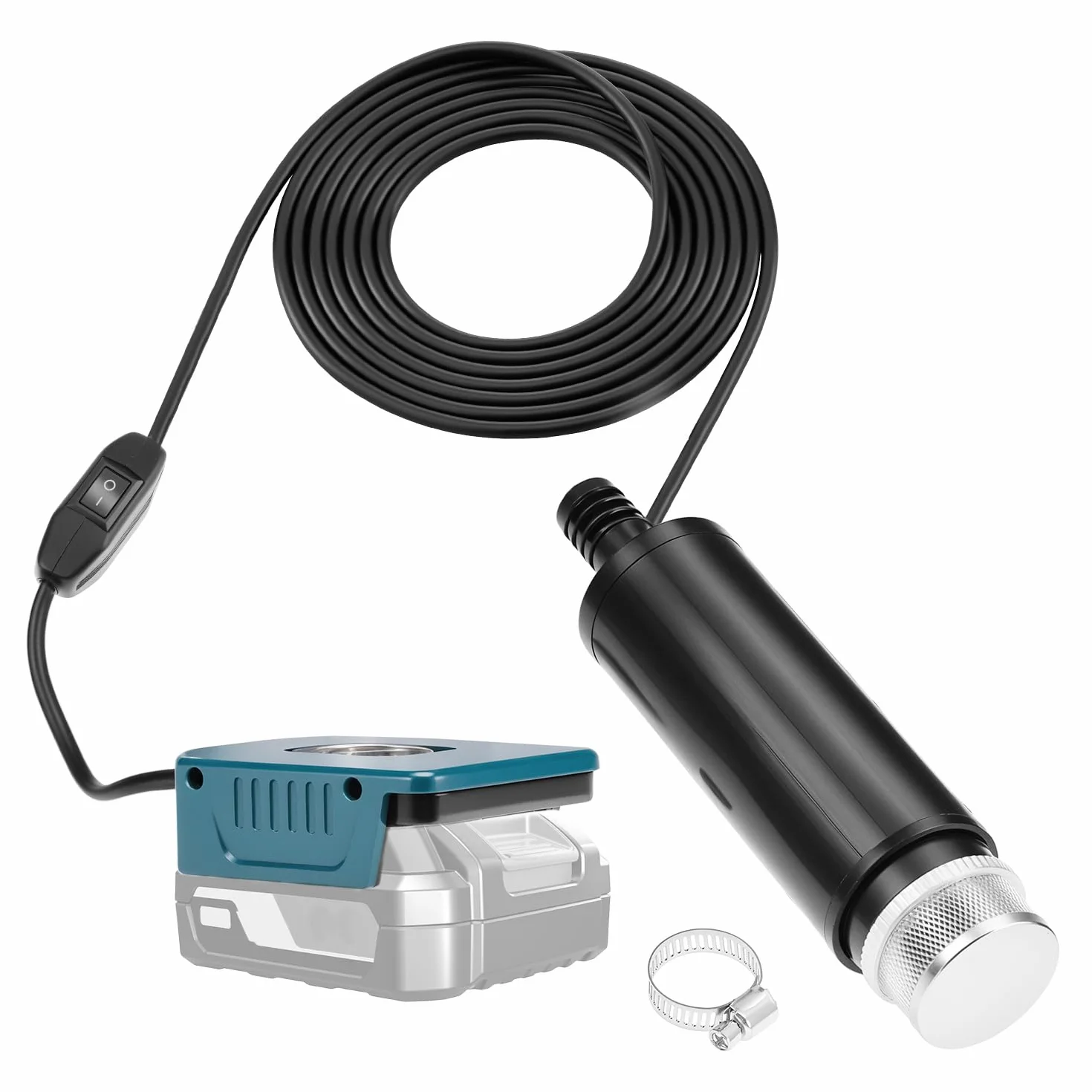 QWORK® Wasserpumpe Akku, 120W Tauchpumpe mit 5M Kabel, Kompatibel mit Makita 18V Batterie (Batterie nicht im Lieferumfang enthalten)