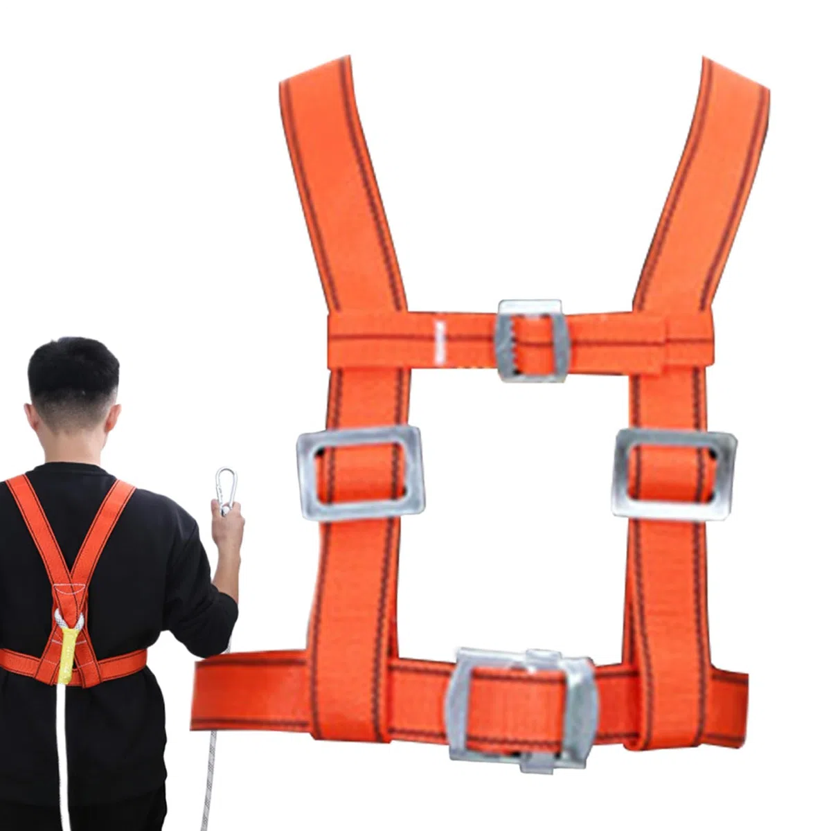 Sicherheits-Harness Set - Ganzkörper-Auffanggurt | Verstellbares Klettergeschirr Für Baum- & Höhenarbeit | Absturzsicherung Mit Seilen Für Outdoor Sport & Bergsteigen