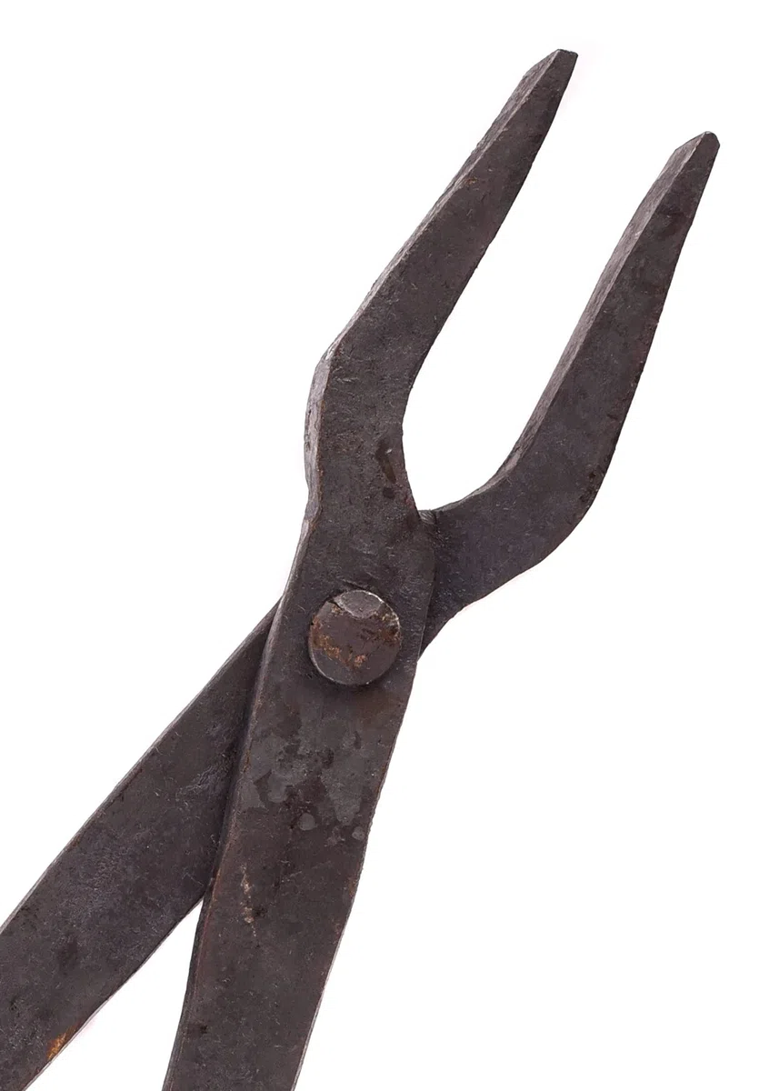 Battle-Merchant - Schmiedezange handgeschmiedet aus Stahl - Zange Flachzange mit flachem Maul Mittelalter LARP klein ca. 30 cm