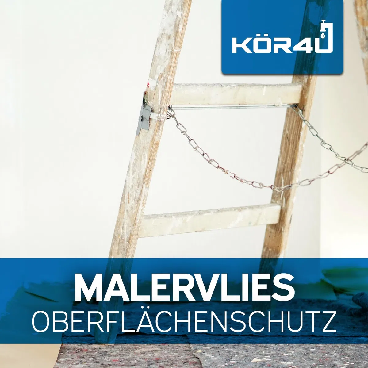 kör4u Malervlies 50m, 180g Abdeckvlies – Staubdichtes, Rutschfestes Malervlies für Renovierungen, Umzüge und Heimwerkerprojekte