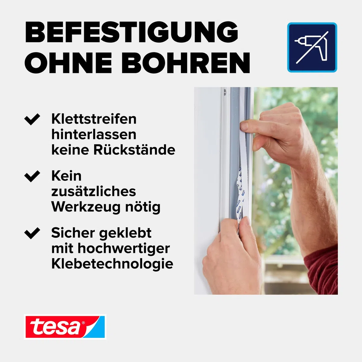 tesa Insect Stop 2-in-1 Sonnenschutz- und Fliegengitter Premium für Fenster - Insektenschutz mit integriertem Sonnenschutz - Fliegen Netz ohne Bohren - 130 cm x 150 cm - Anthrazit-Metallic