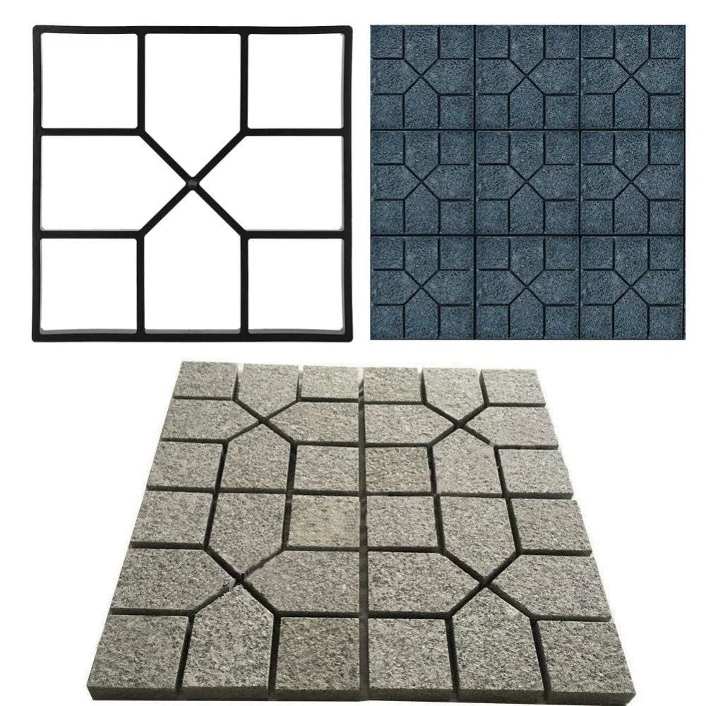 Gehweg Pflasterform Stein Schablone Beton Betonform Schalungsform Pflasterschablone Pflastersteinform aus Kunststof für Weg- und Terrassenfliesen 40X40X4cm