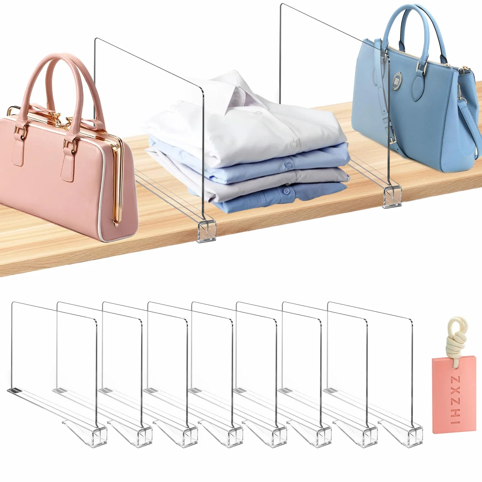 Transparente Acryl Regaltrenner,Multifunktionale Regalteiler,30 X 20cm Regaltrenner,Verstellbarer Kleiderorganisator,Multifunktionaler Shelf Divider für Schlafzimmer Küchen Bücherregale